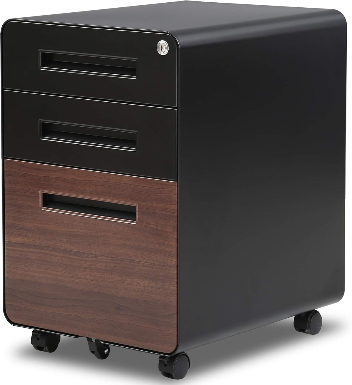 3 Drawer Slim Vertical Locking Mobile File Cabinet with Casters Metal Filing Cabinet L5403