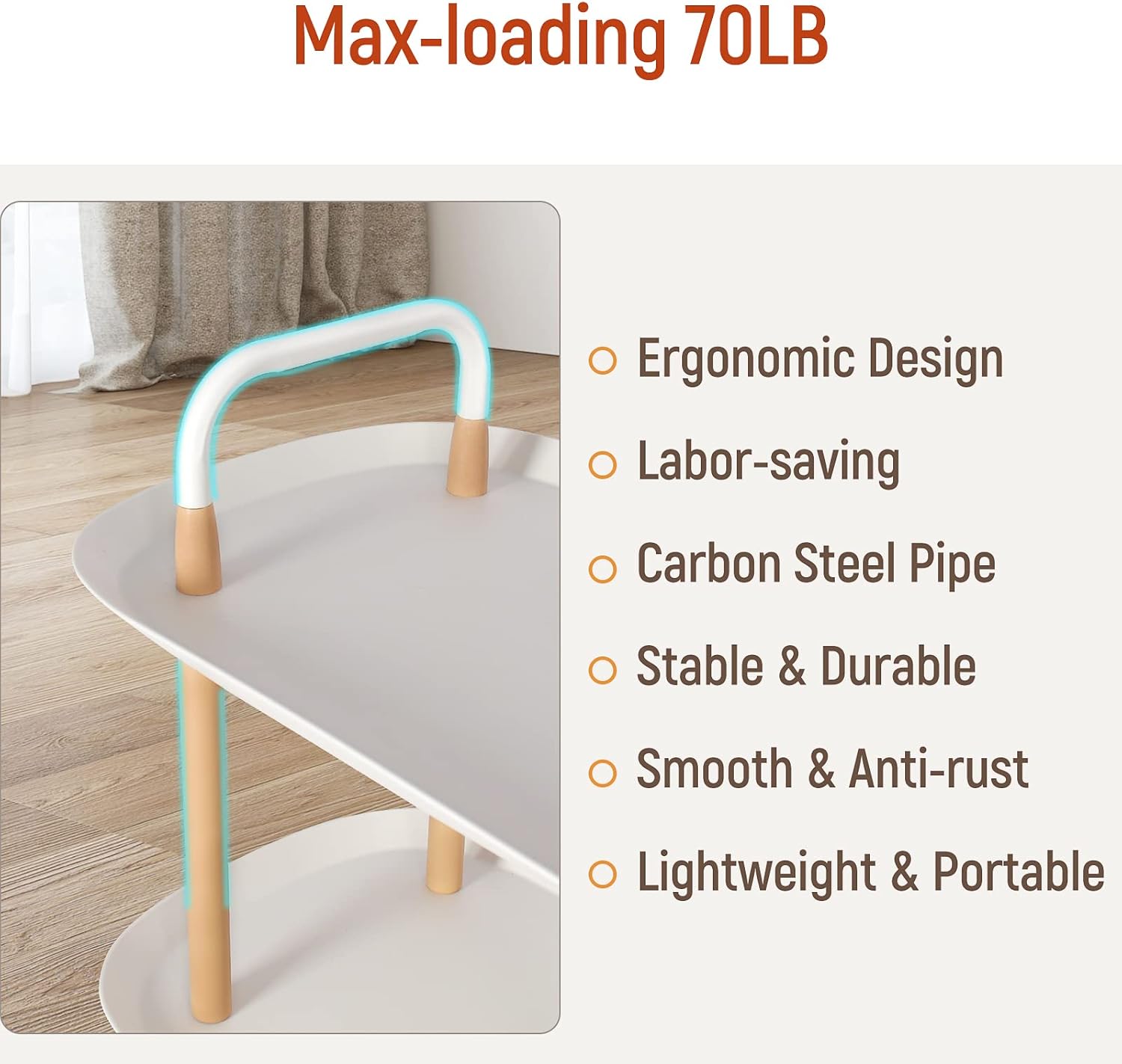 3-Tier Rolling Storage Cart with Lockable Wheels Q416