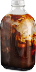 64-Oz Glass Milk Bottles with 3 White Caps, Dishwasher Safe I429