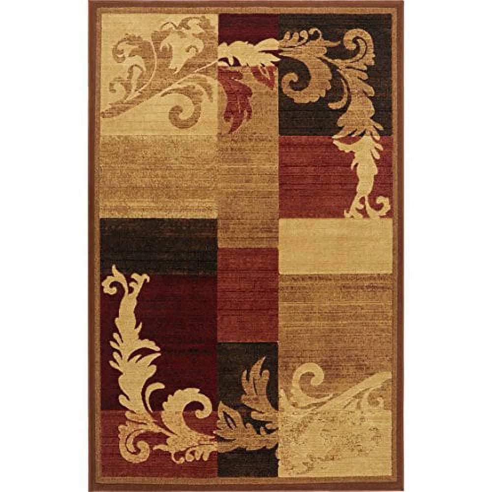 Contemporary Scroll Area Rug, Brown/Red, 5'3"x7'2" L62591