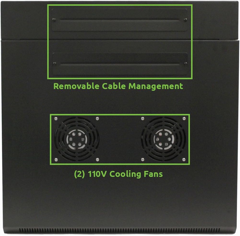 6U Wall-Mount Network Cabinet Enclosure, 600mm Depth, Hinged Back, Swing Gate Server Cabinet, Locks, Reversible Glass Front Door, 2 Fans X6599