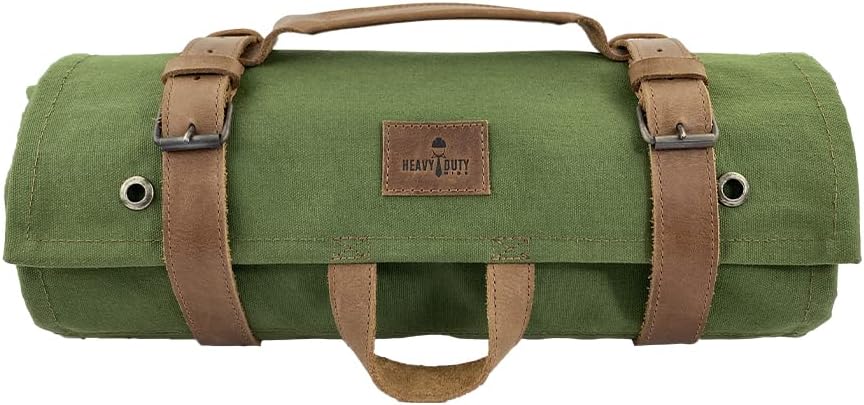 Olive Canvas and Full Grain Leather Tool Roll Bag P85027