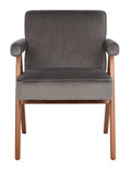 Mid-Century Arm Chair Dark Grey Walnut U332309