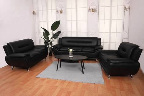 White Leatherette Sofa Set Chair N23995