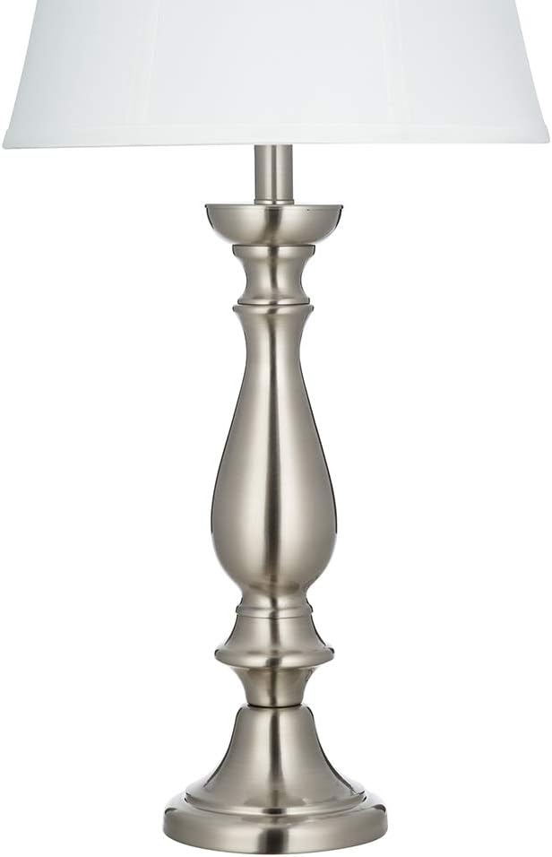 Brushed Steel Tall Floor Lamp with Linen Shade K494