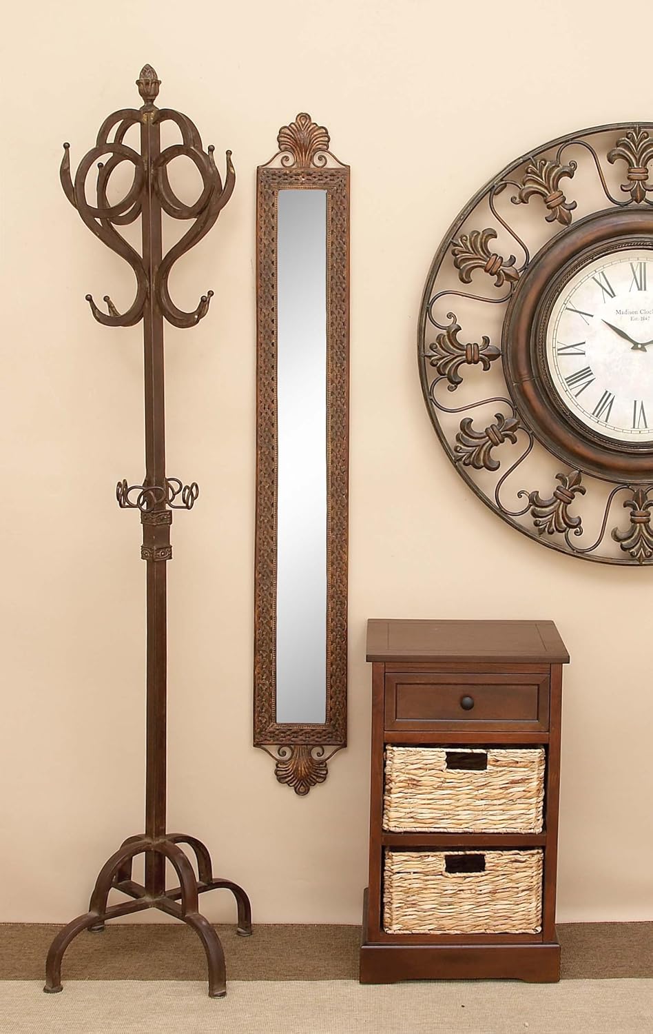 Modern Cabinet with 2-Wicker Basket U917