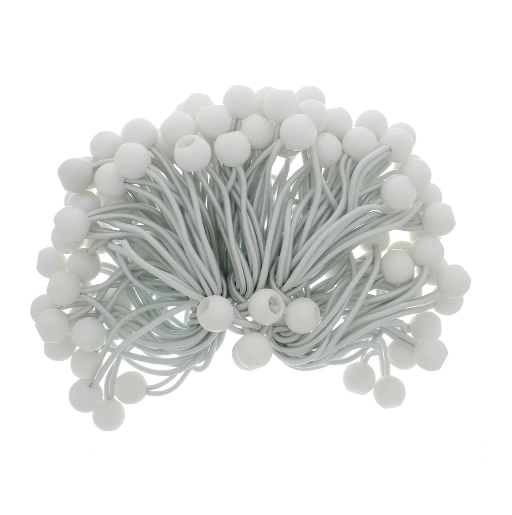 100 Pack White 6 Inch Ball Bungee Cords E230270