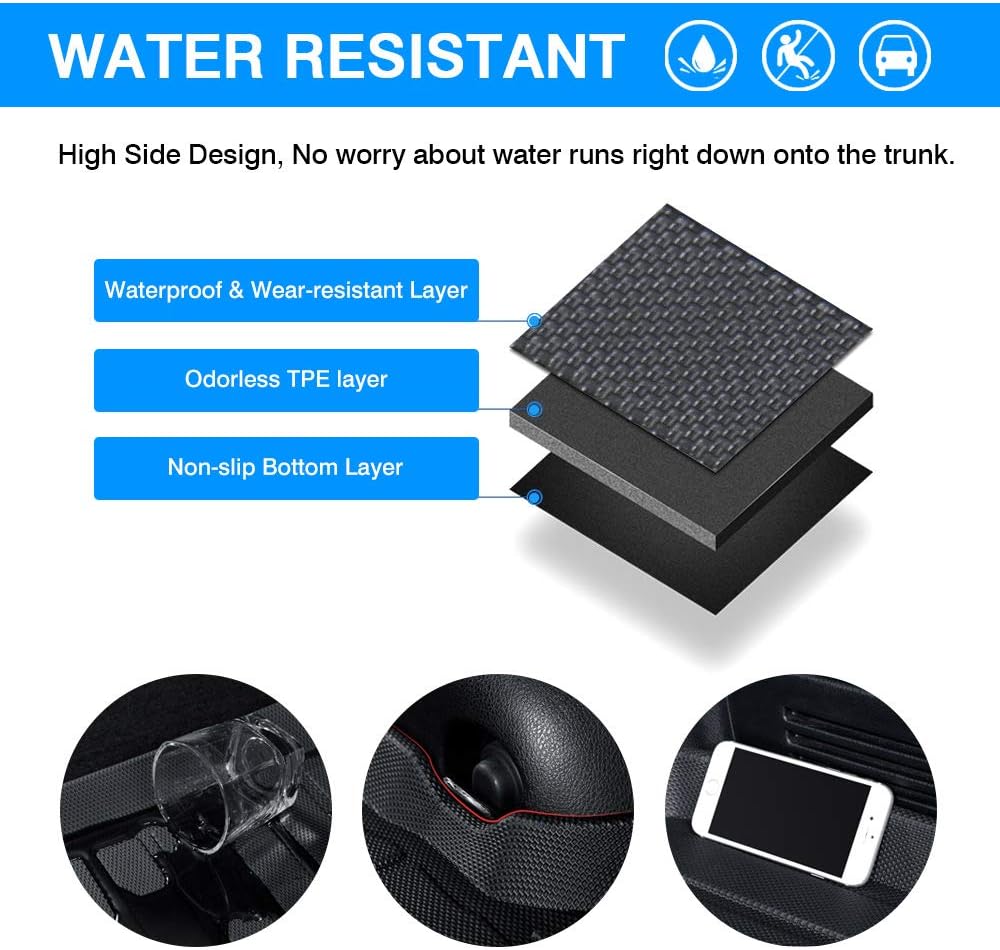 Cargo Liner Trunk Mat All Weather Rear Floor Mat Pack of 2 A572