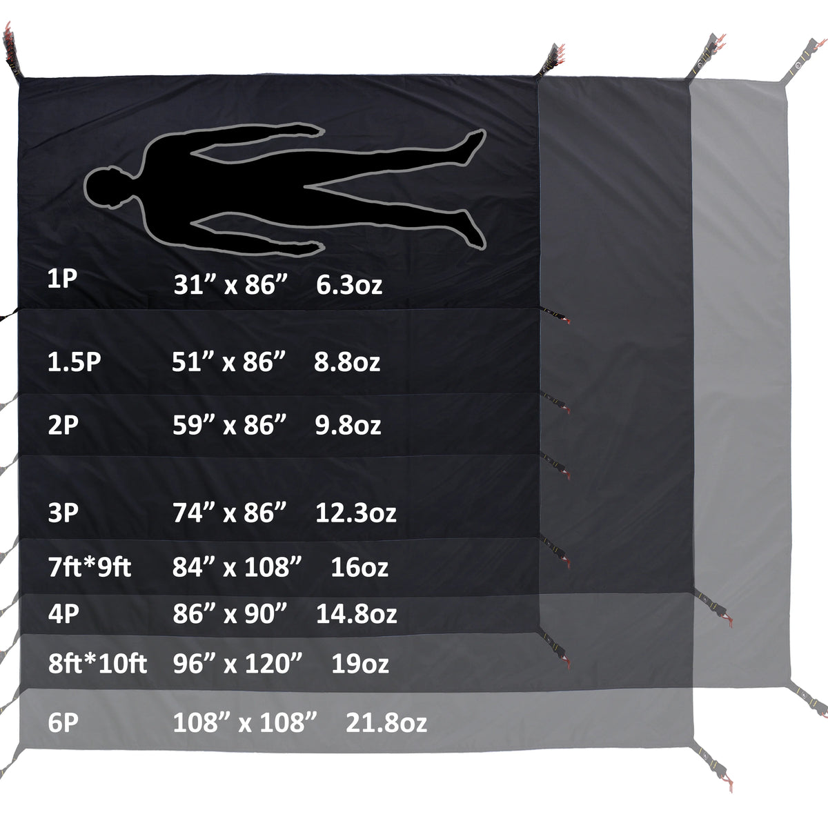 Waterproof Ultralight Camping Tarp Ground Sheet 4 person 86'' x 90'' K547