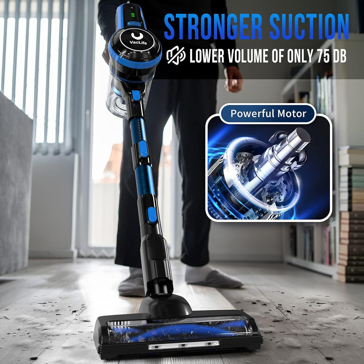 Cordless Stick Vacuum Cleaner with Headlight & Quadruple Filtration T576