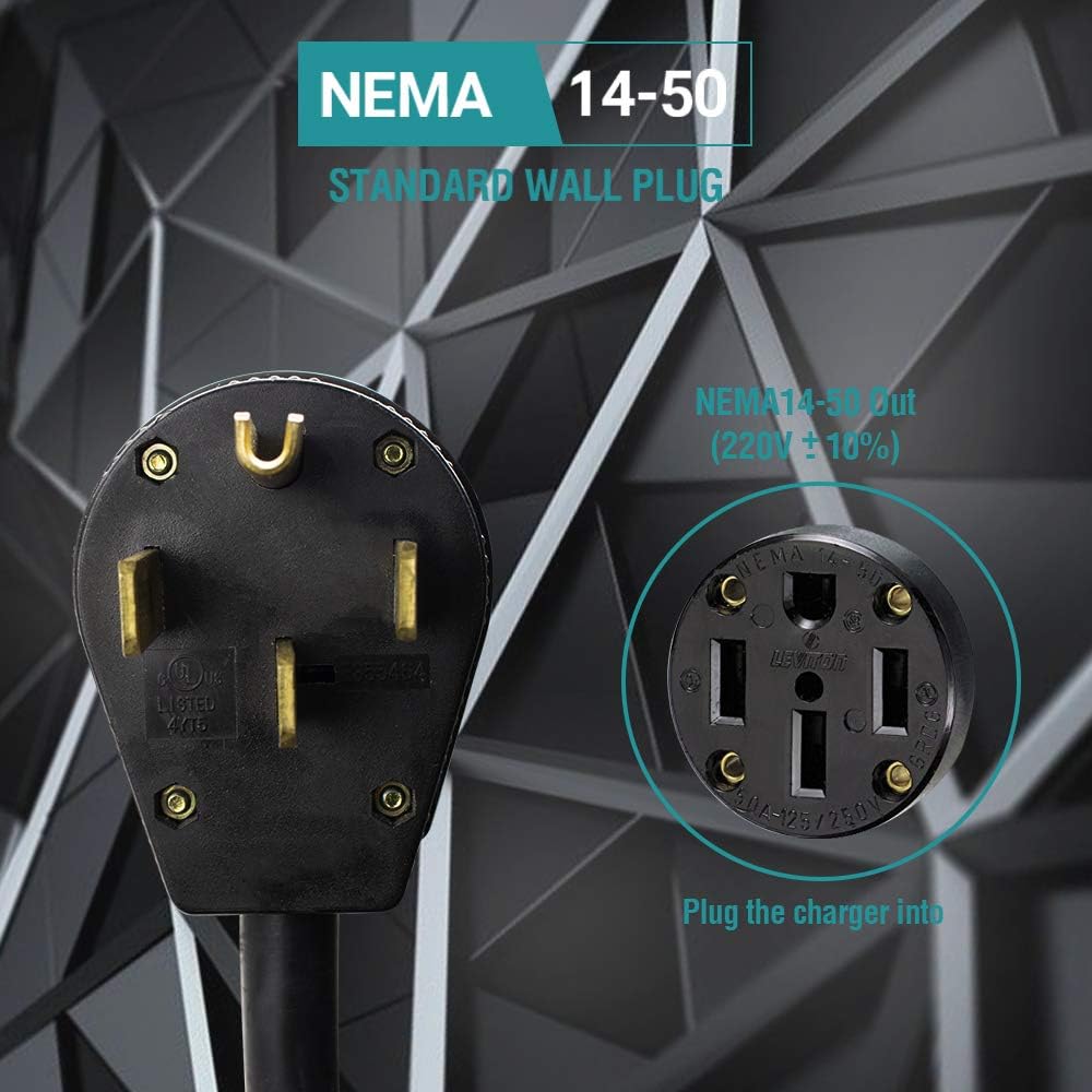 32 Amp Level 2 Portable EV Charger with NEMA14-50 26ft Cable O712493