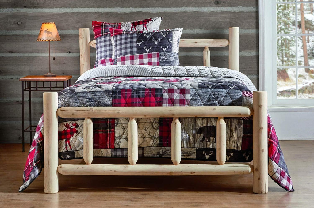 Cedar Log Queen Bed with Headboard and Footboard U5041