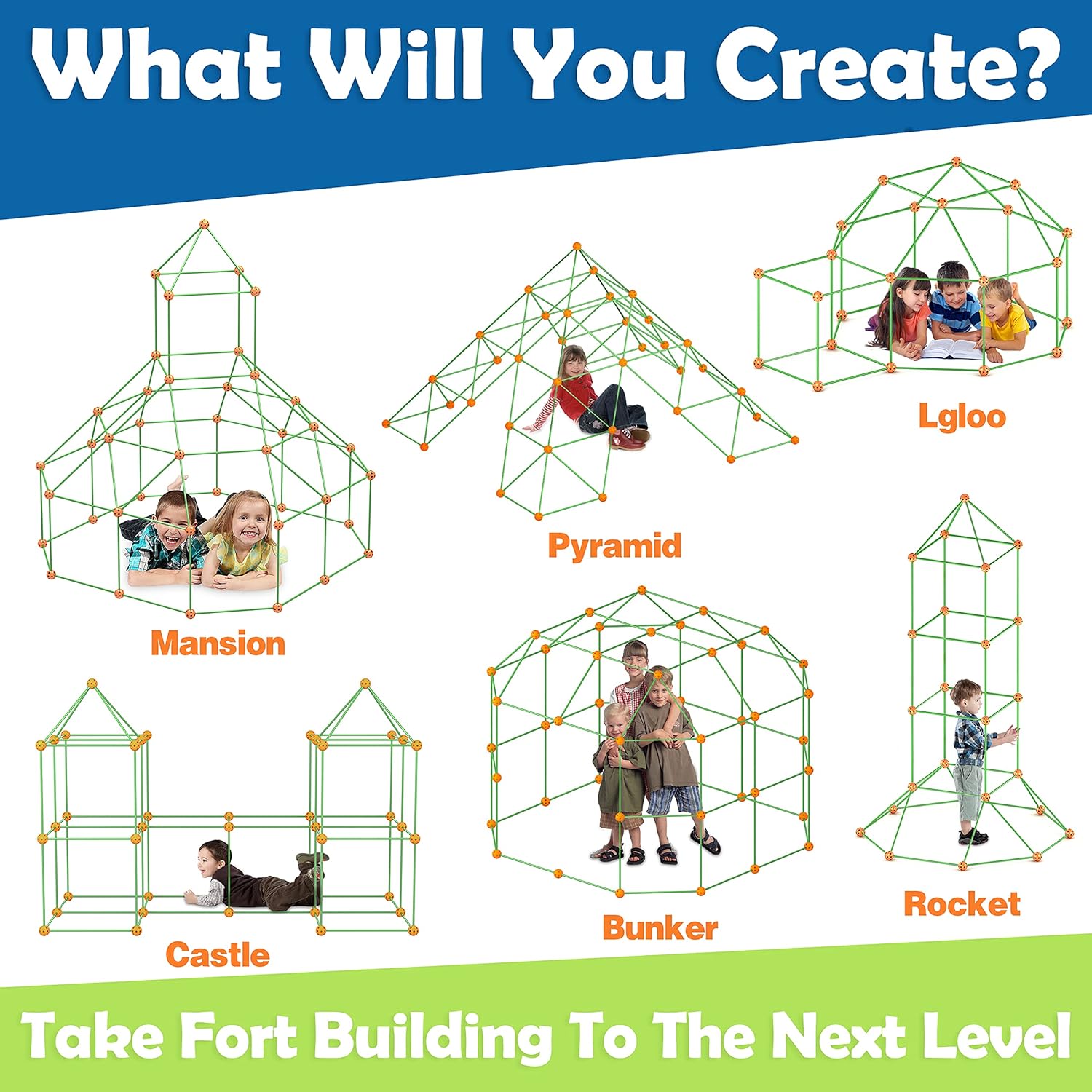 130 Pieces Fort Building Kit STEM Toy S600543
