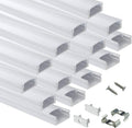 15Pack 3.3FT/1M LED Channel System with Milky White Cover Lens, Silver Aluminum Extrusion Profile Housing Track for Strip Tape Light, U Shape, Pack of 2 U3184