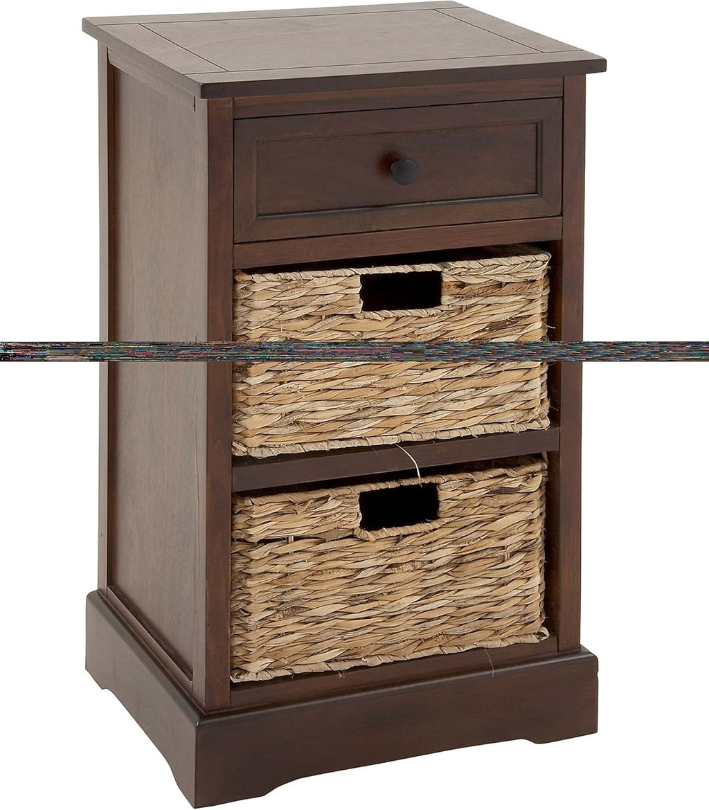 Modern Cabinet with 2-Wicker Basket U917