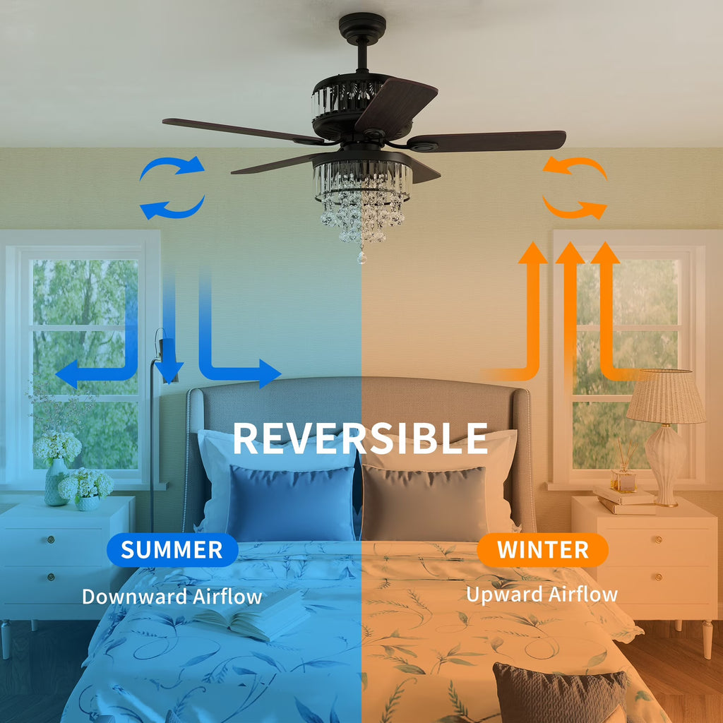 52" Dual-Sided Chandelier Ceiling Fan with Remote M260007