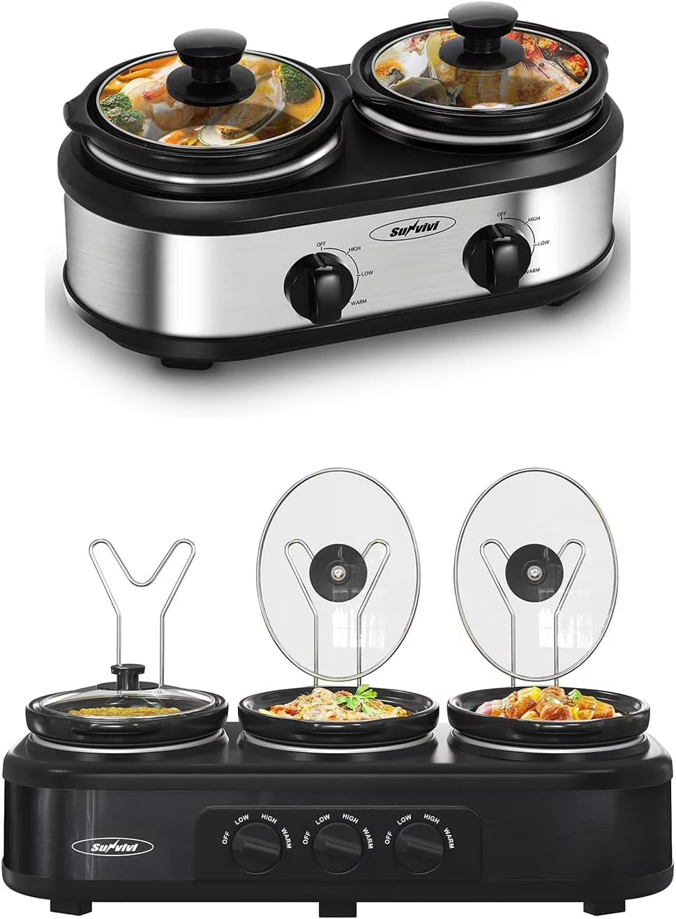 Triple Slow Cooker Buffet Server Stainless Steel U649941