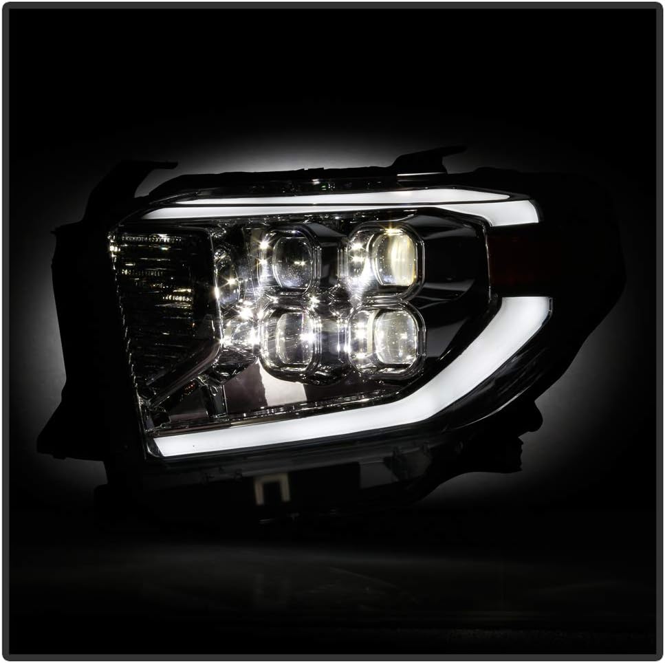 Chrome LED Quad Projector Headlights Headlamps for 2014-2017 Toyota Tundra SR SR5 B664370