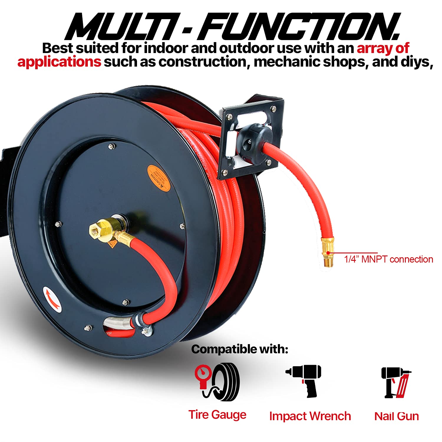 3/8" x 50' Heavy Duty Industrial Air Hose Reel S60239