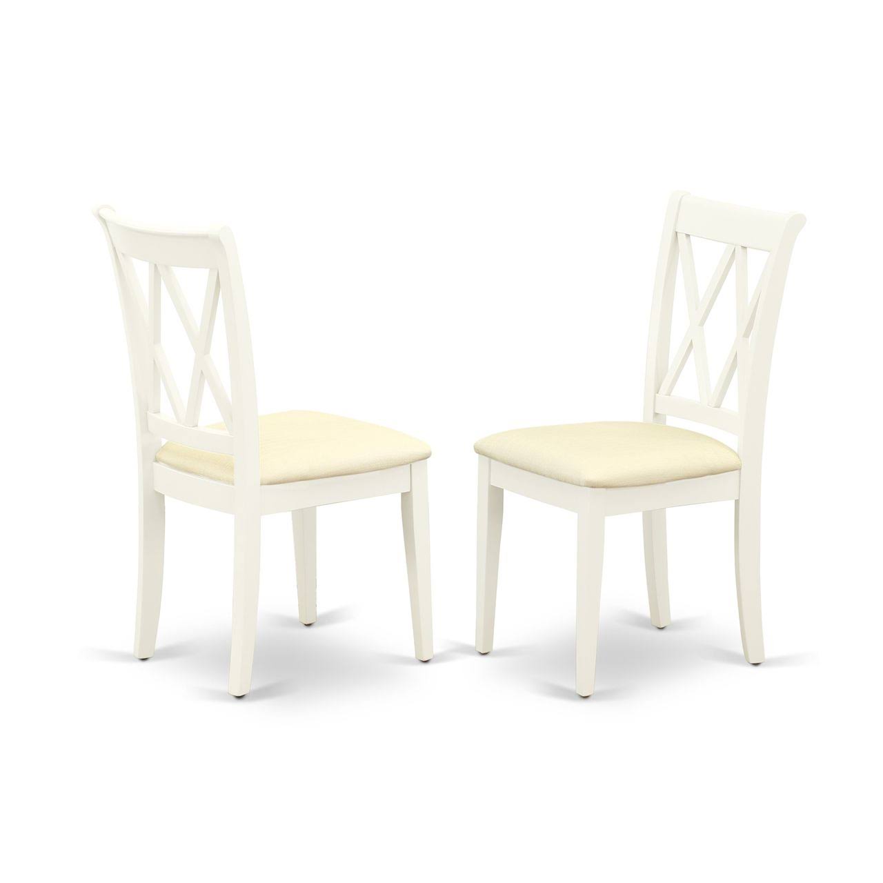 Set of 2 Linen White Fabric Upholstered Chairs D7949