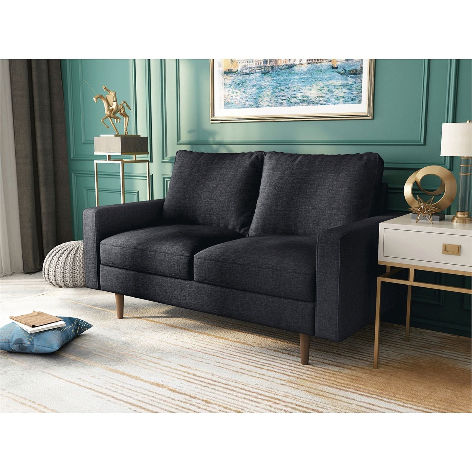 Black Upholstered Fabric Loveseat M688046