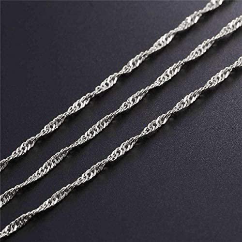 14K White Gold 2mm Singapore Pendant Chain Necklace F1905
