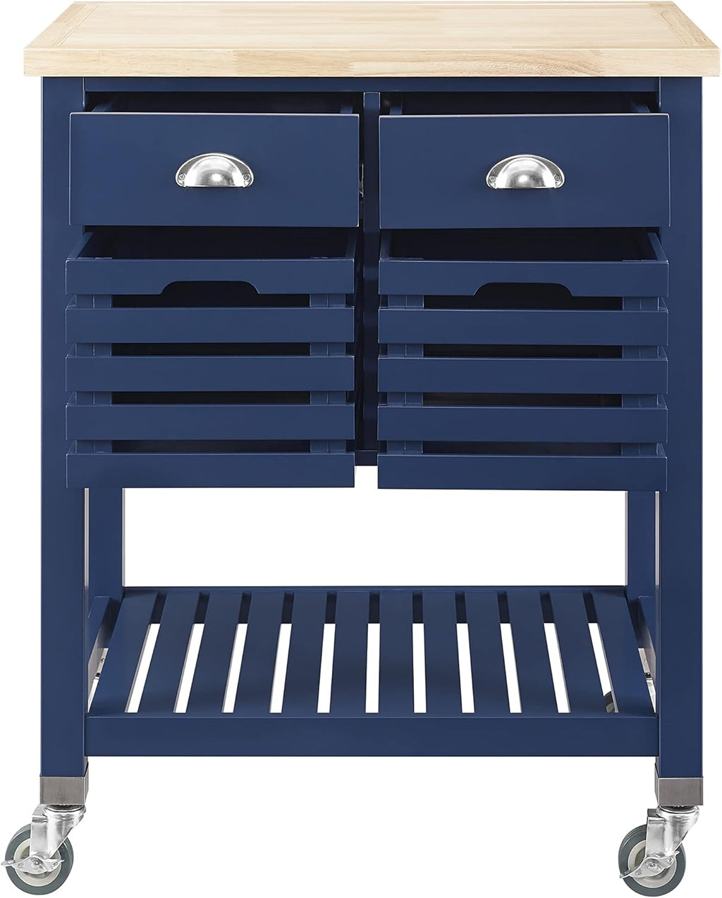 Denim Kitchen Cart with Locking Wheels W30991
