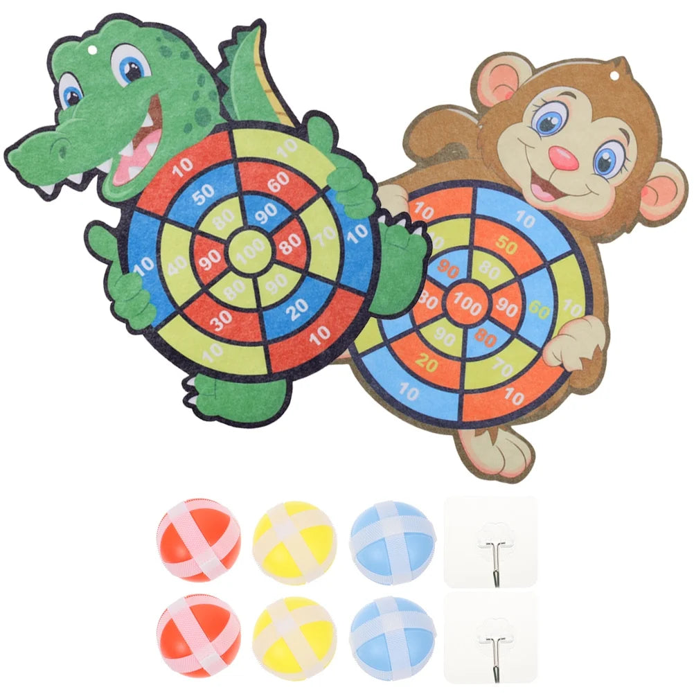 2 Sets Kids Dart Board Game Sticky Balls Cartoon W353916