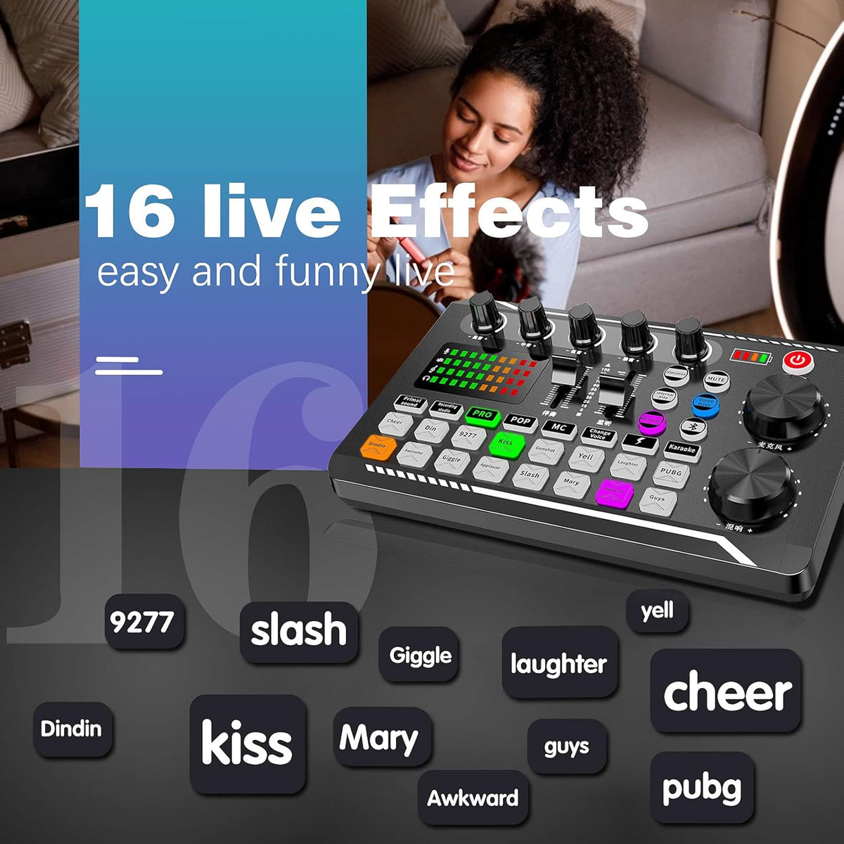 Podcast Equipment Bundle with XLR Microphone Audio Interface Mixer F66368
