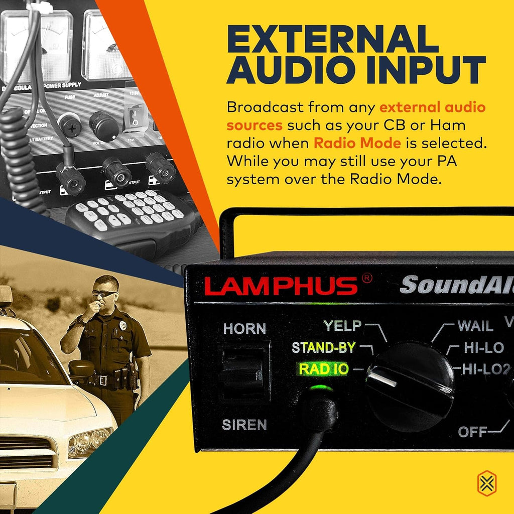 12V 100W Police Siren PA System Amplifier Controller with Handheld Microphone J1429