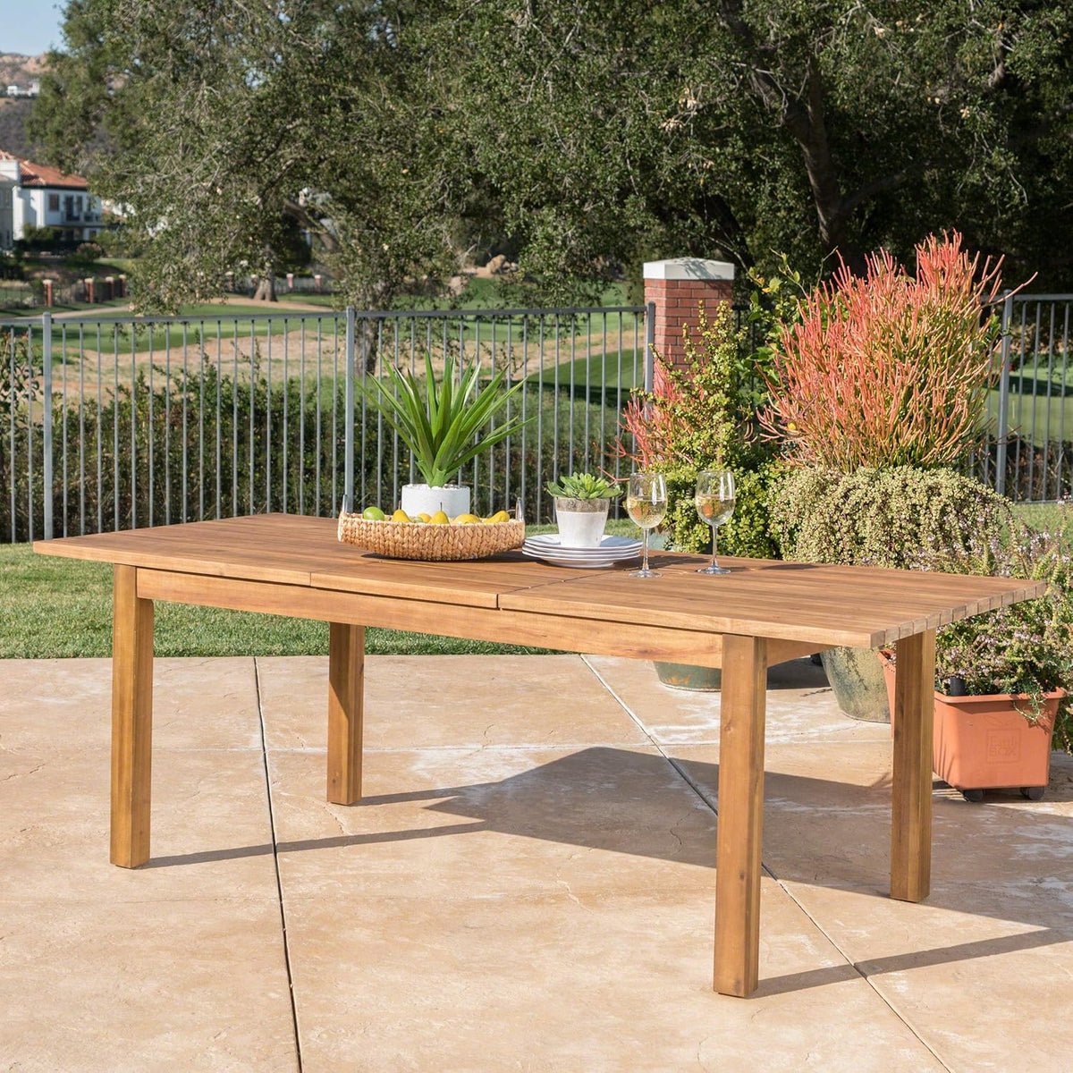 Teak Finish Acacia Wood Outdoor Dining Table I66048