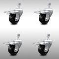 3.5 inch Soft Rubber Swivel Caster Set with Total Lock Brake G537