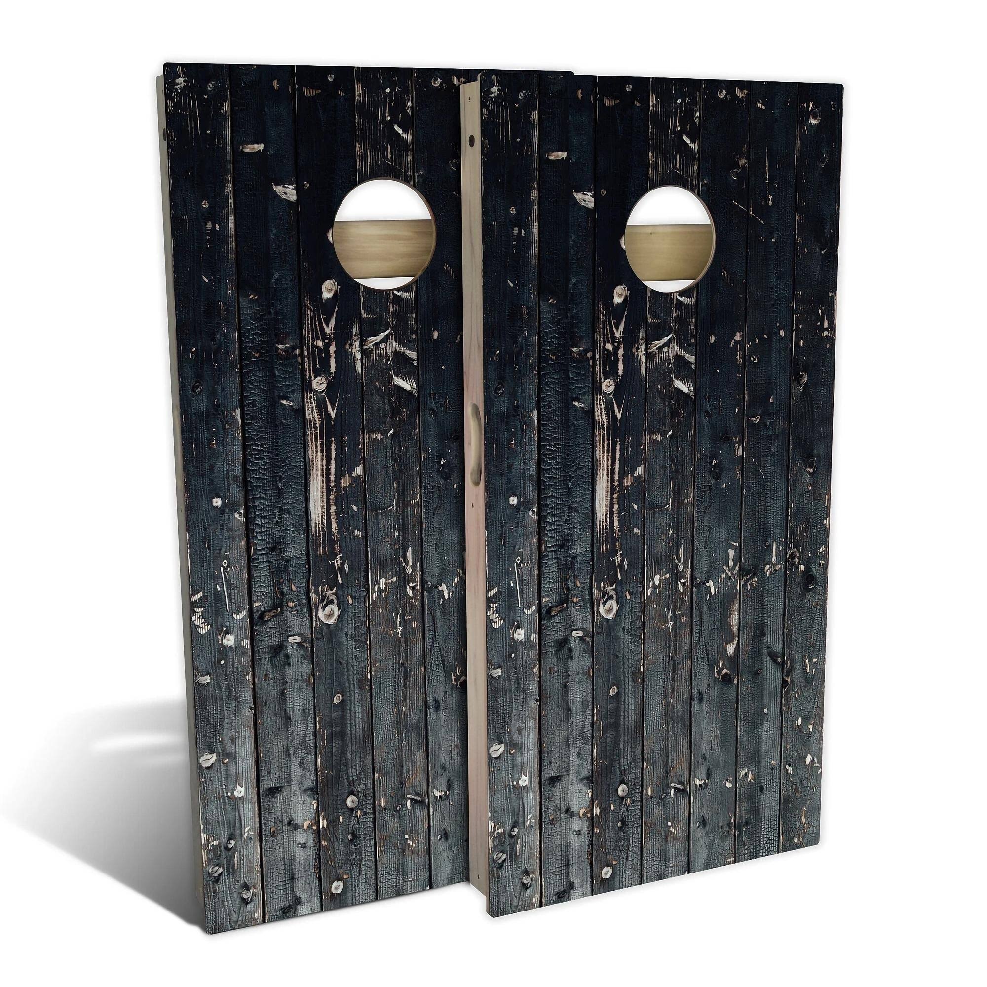 Black Plank Cornhole Set with Carrying Case H762