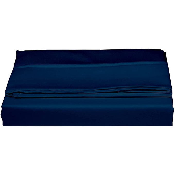 Queen Navy Blue Organic Cotton Sateen Flat Sheets R66482