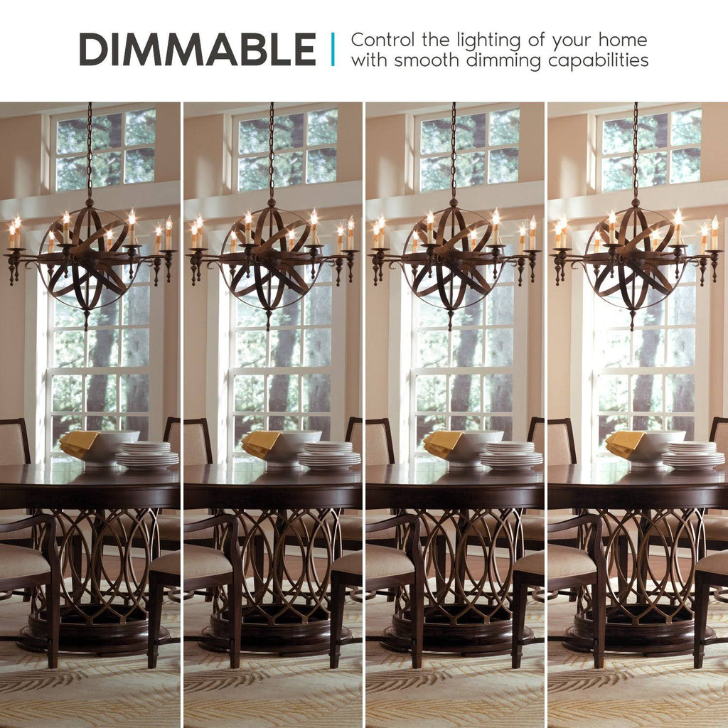 24 Pack Dimmable LED Bulb, 550 Lumens, 3000K Soft White, Flame Tip Clear Glass N89082