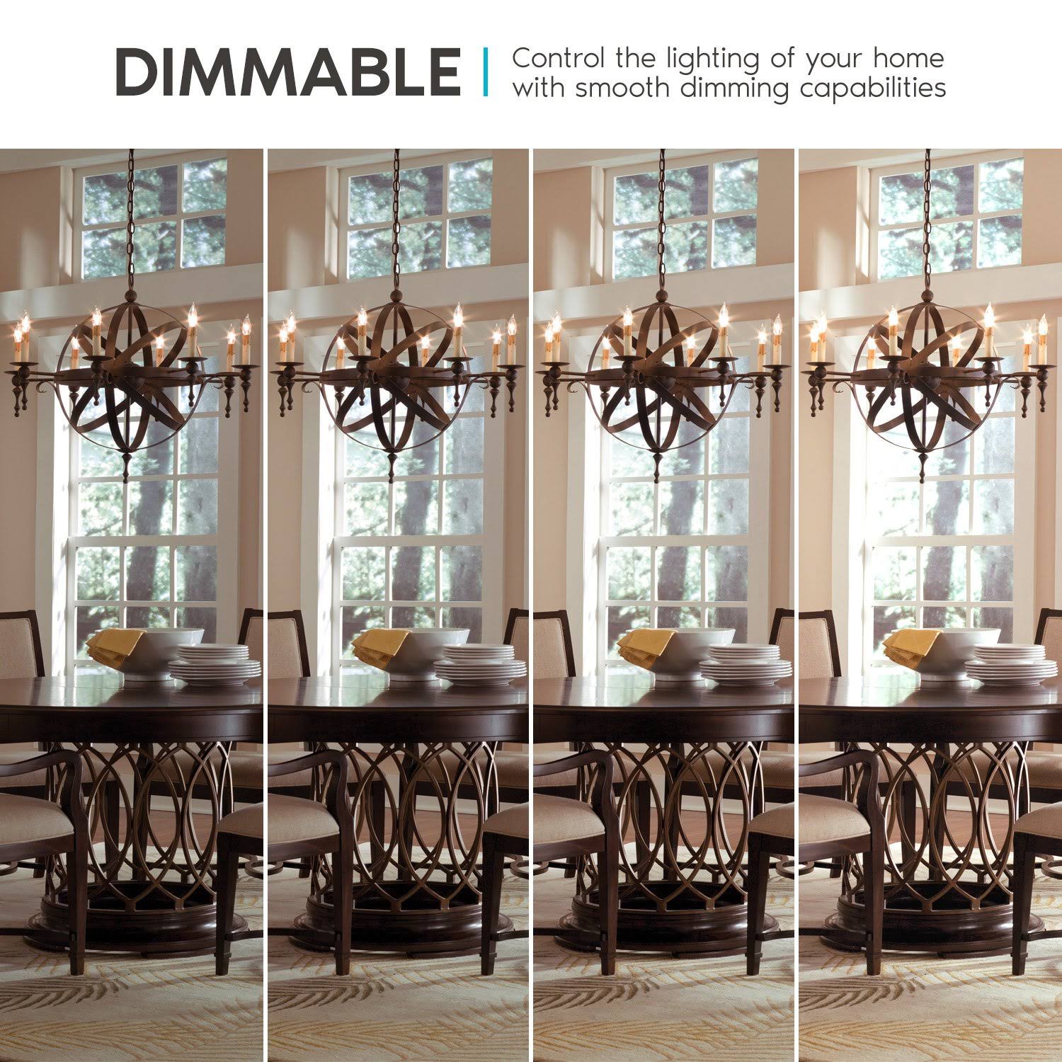 24 Pack Dimmable LED Bulb, 550 Lumens, 3000K Soft White, Flame Tip Clear Glass N89082