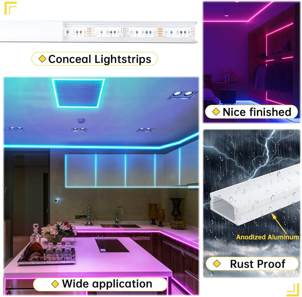 15Pack 3.3FT/1M LED Channel System with Milky White Cover Lens, Silver Aluminum Extrusion Profile Housing Track for Strip Tape Light, U Shape, Pack of 2 U3184