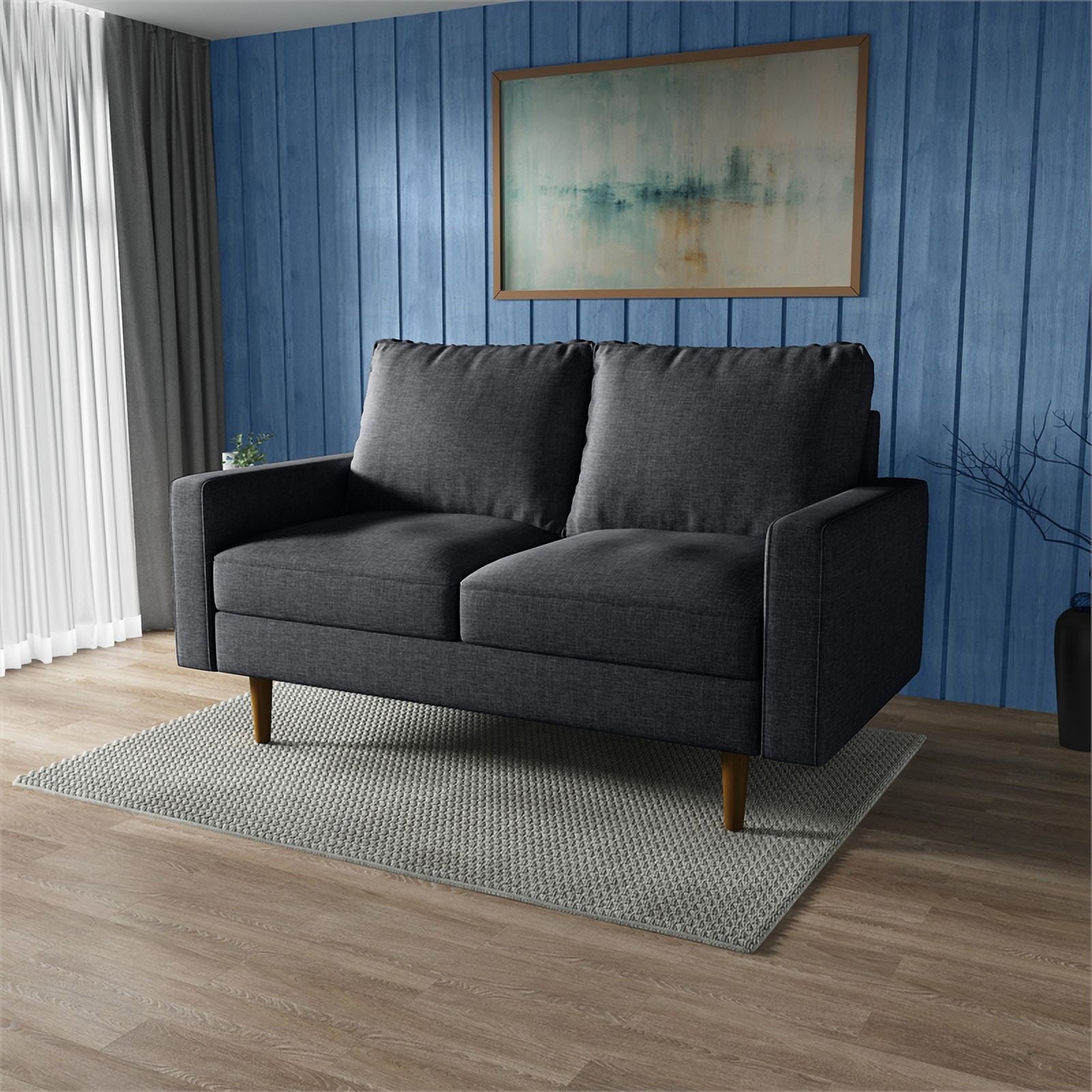 Black Upholstered Fabric Loveseat M688046