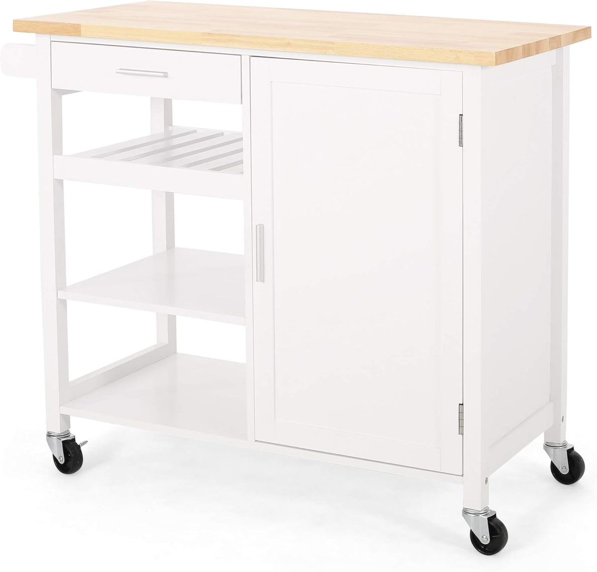 Natural White Kitchen Cart with Wheels J5645