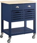 Denim Kitchen Cart with Locking Wheels W30991
