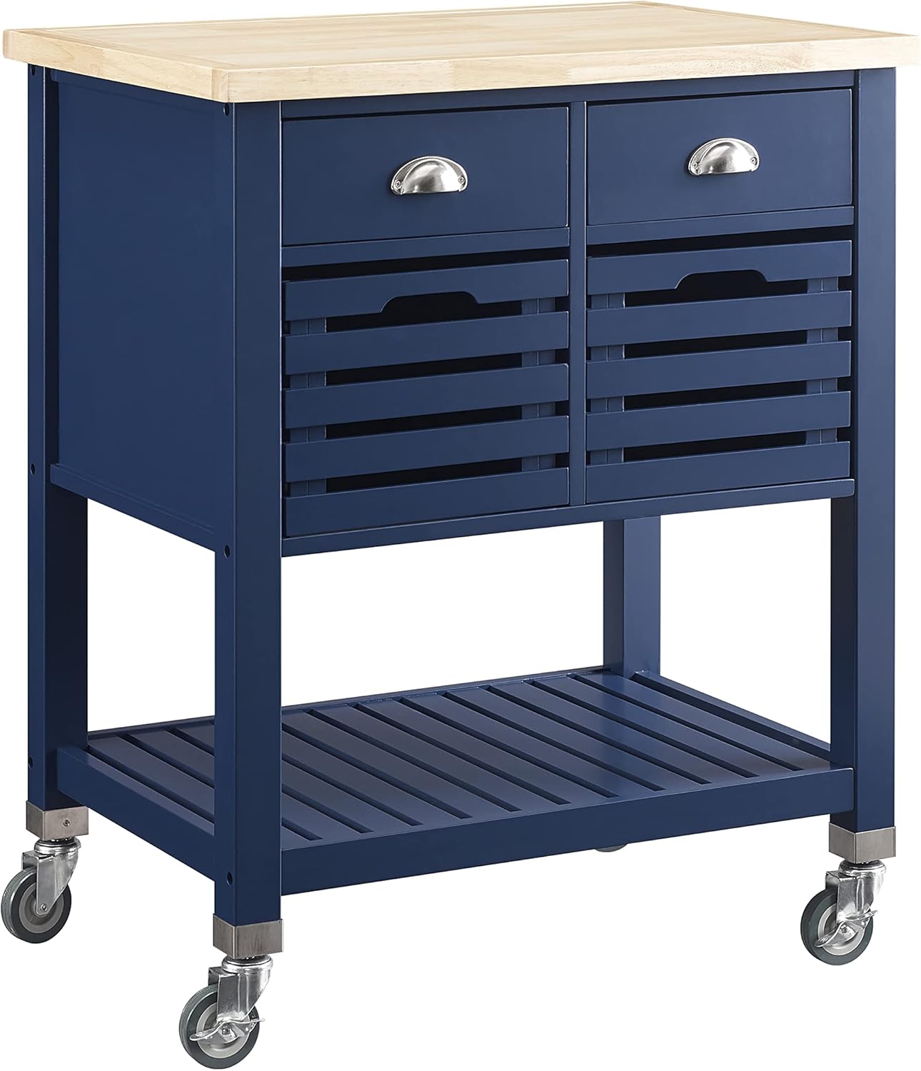Denim Kitchen Cart with Locking Wheels W30991