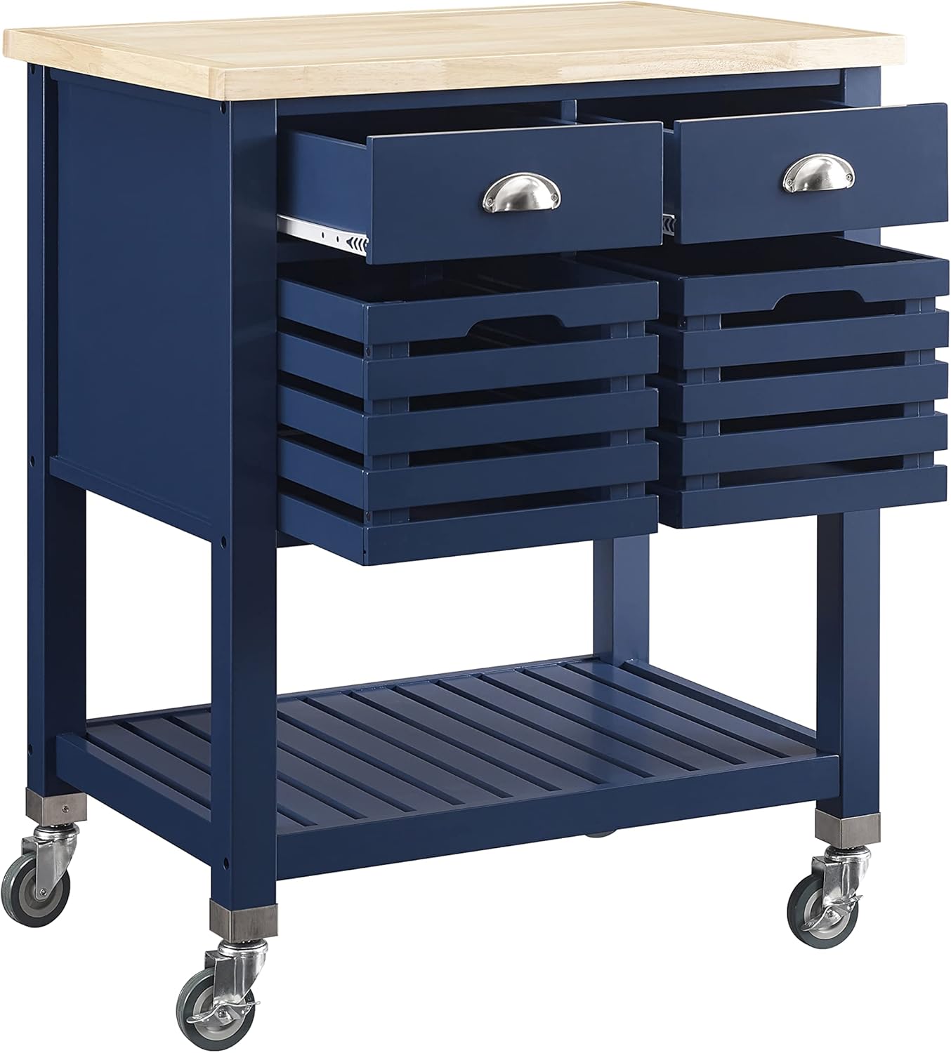 Denim Kitchen Cart with Locking Wheels W30991