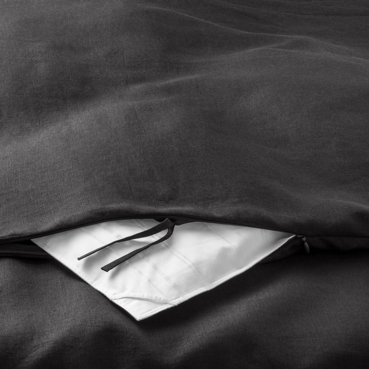 Washed Black King Linen Duvet & Sham Set R87349