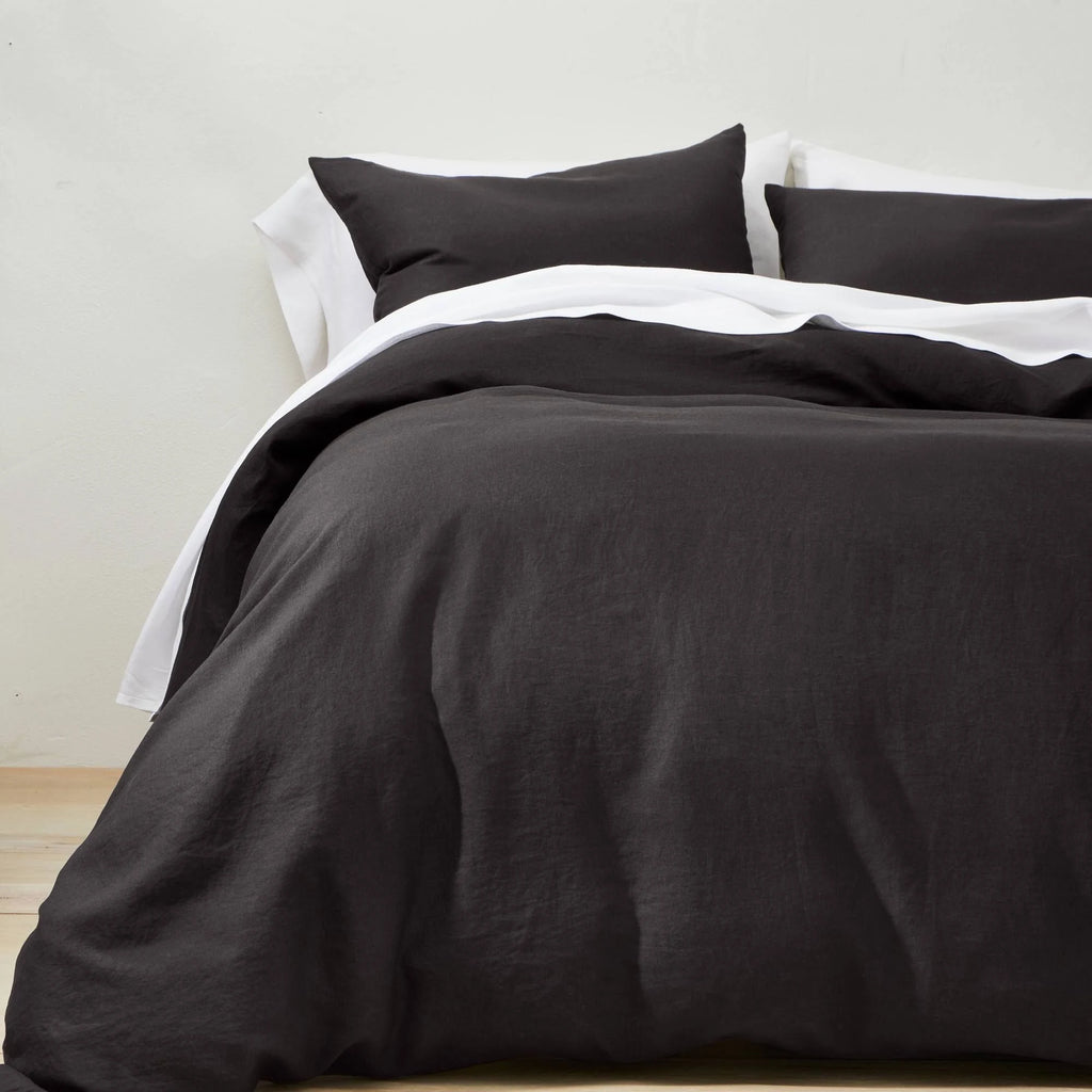 Washed Black King Linen Duvet & Sham Set R87349
