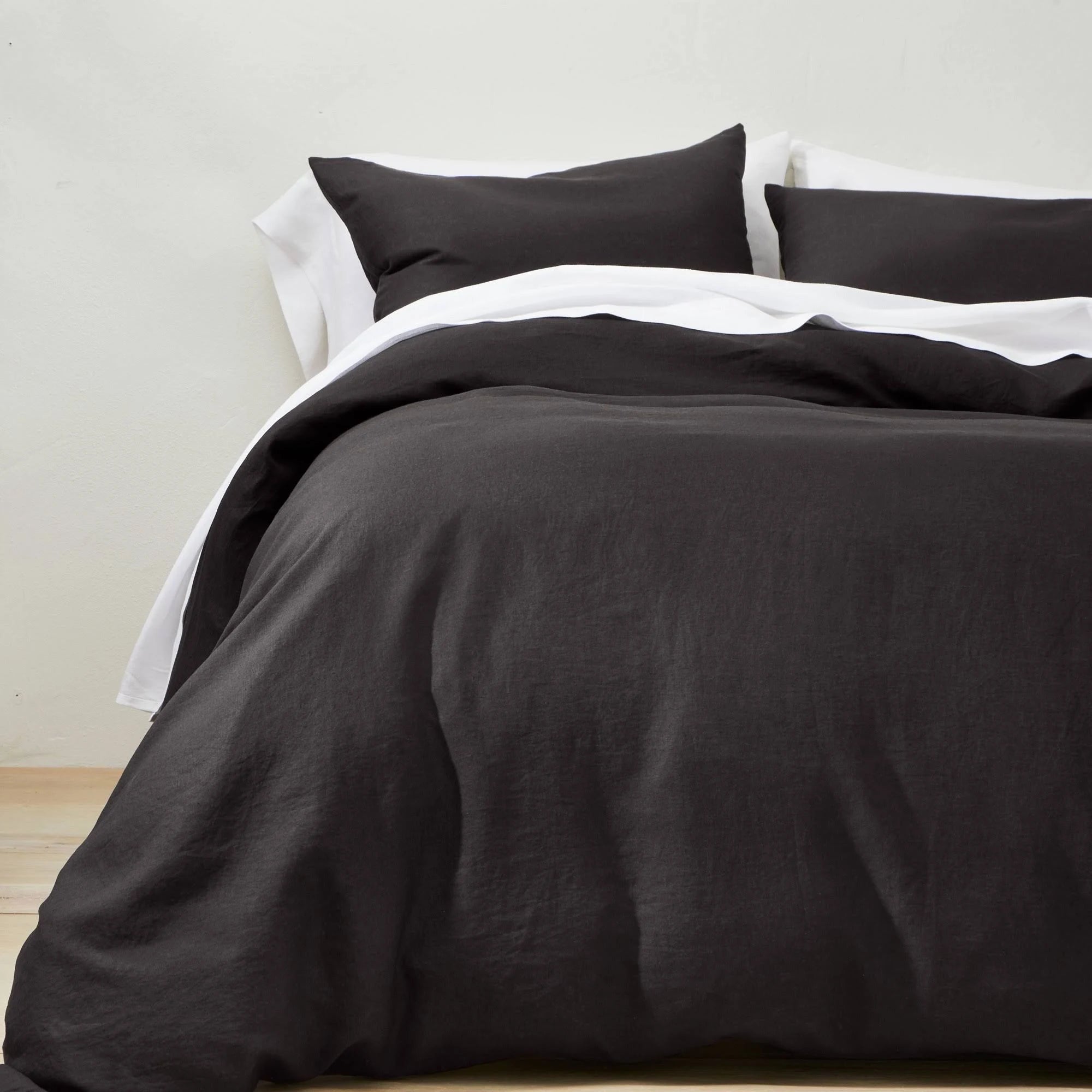 Washed Black King Linen Duvet & Sham Set R87349