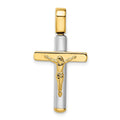 14k Two Tone Gold Crucifix Pendant Necklace X48740
