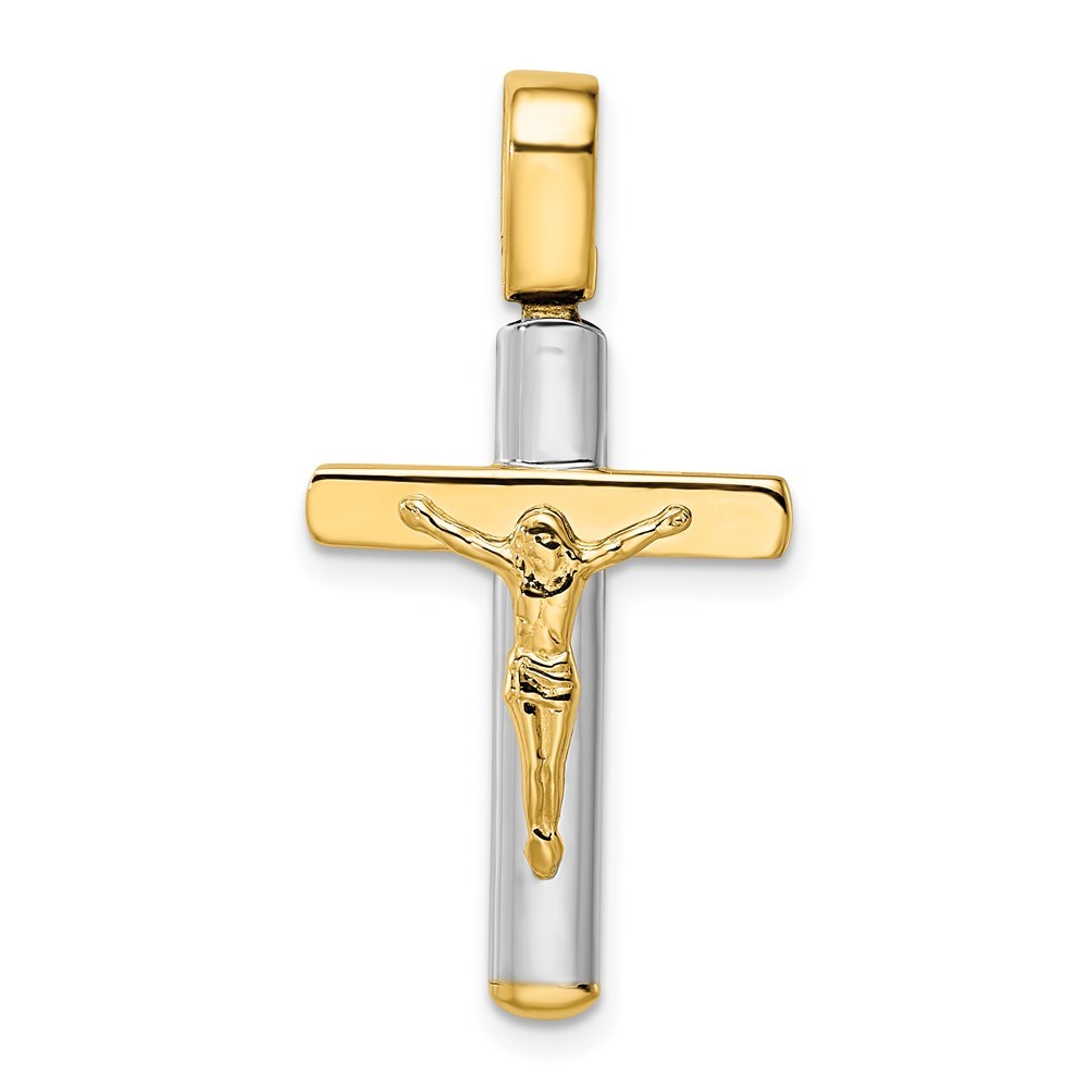 14k Two Tone Gold Crucifix Pendant Necklace X48740