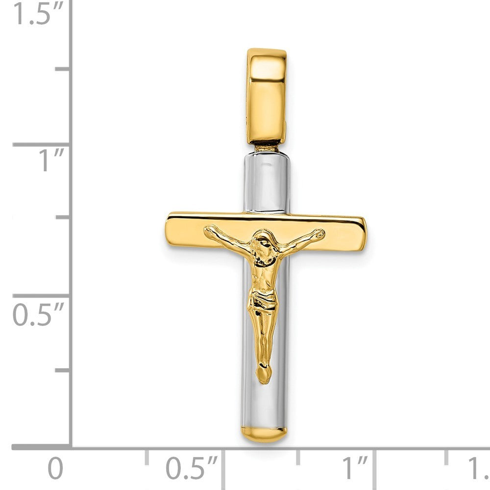 14k Two Tone Gold Crucifix Pendant Necklace X48740