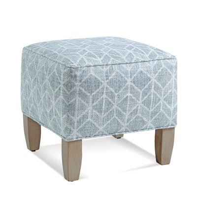 Navy and White Stripe Square Ottoman M3265
