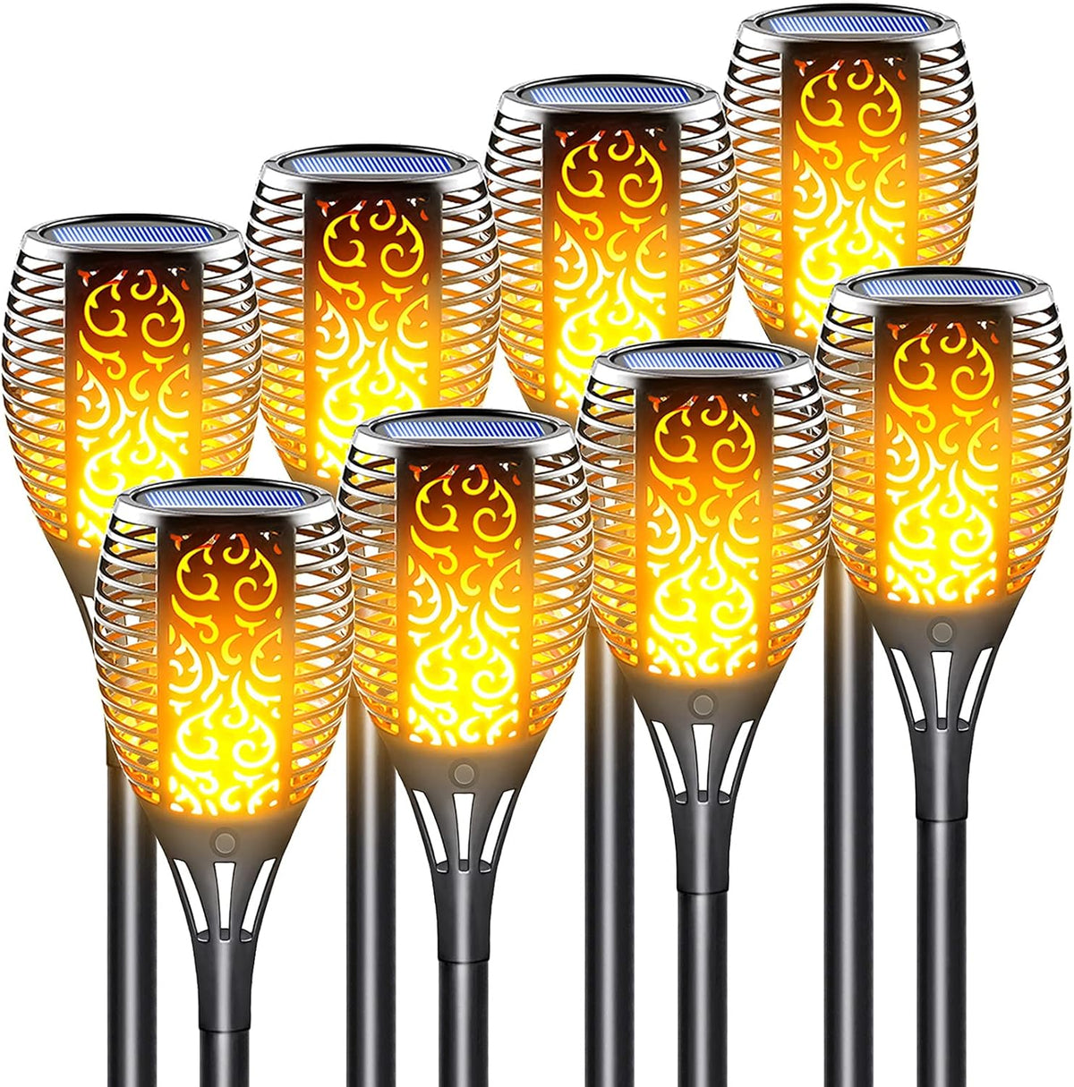 Solar Torch Light with Flickering Flame, 8 Pack Outdoor Waterproof N9693